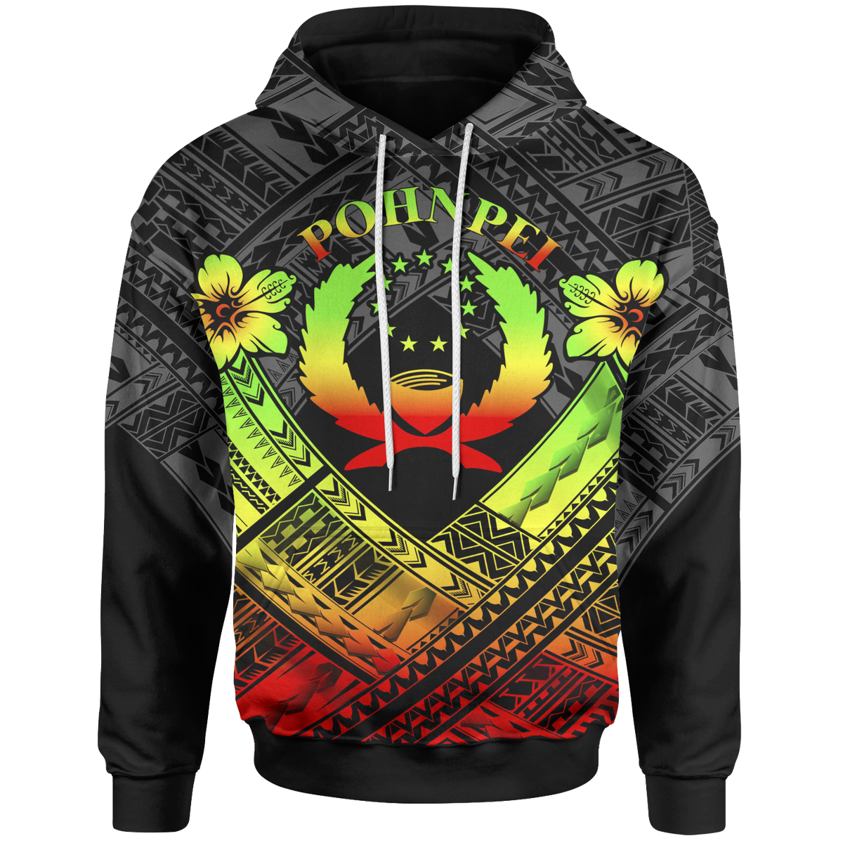 Pohnpei Polynesian Hoodie Pohnpei Reggae Seal Camisole Hibiscus Style Unisex Reggae - Polynesian Pride