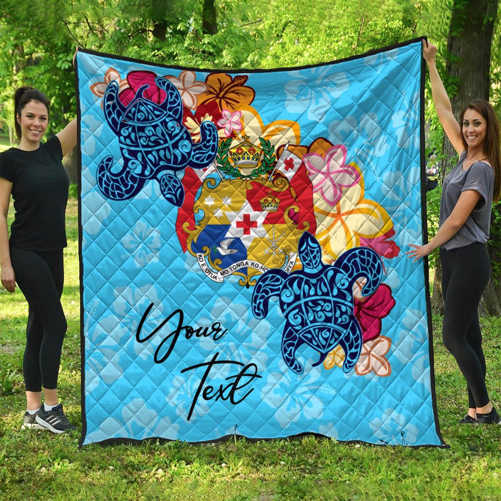 Tonga Custom Personalised Premium Quilt - Tropical Style Blue - Polynesian Pride