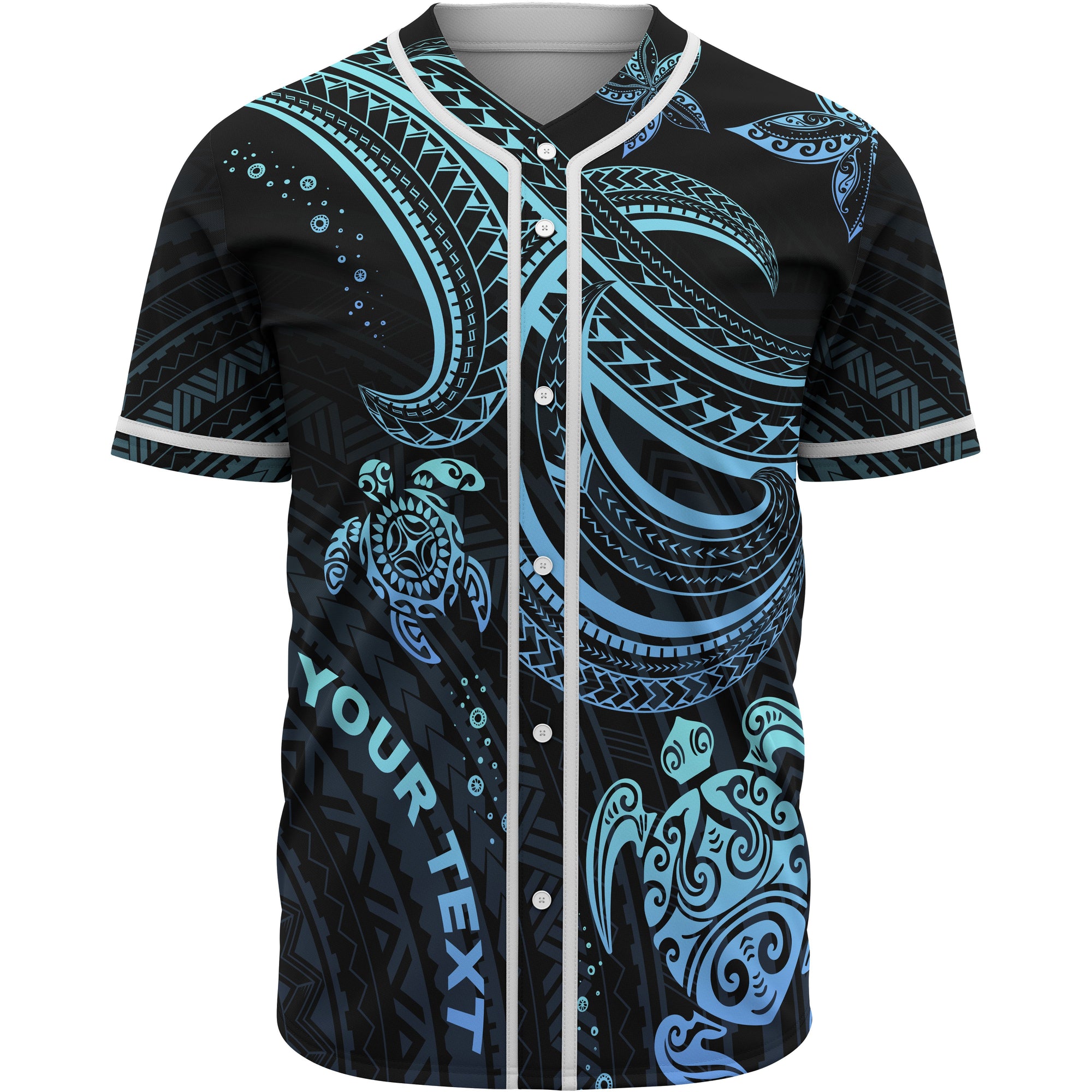 Polynesian Custom Personalised Baseball Shirt - Blue Turtle Unisex Blue - Polynesian Pride