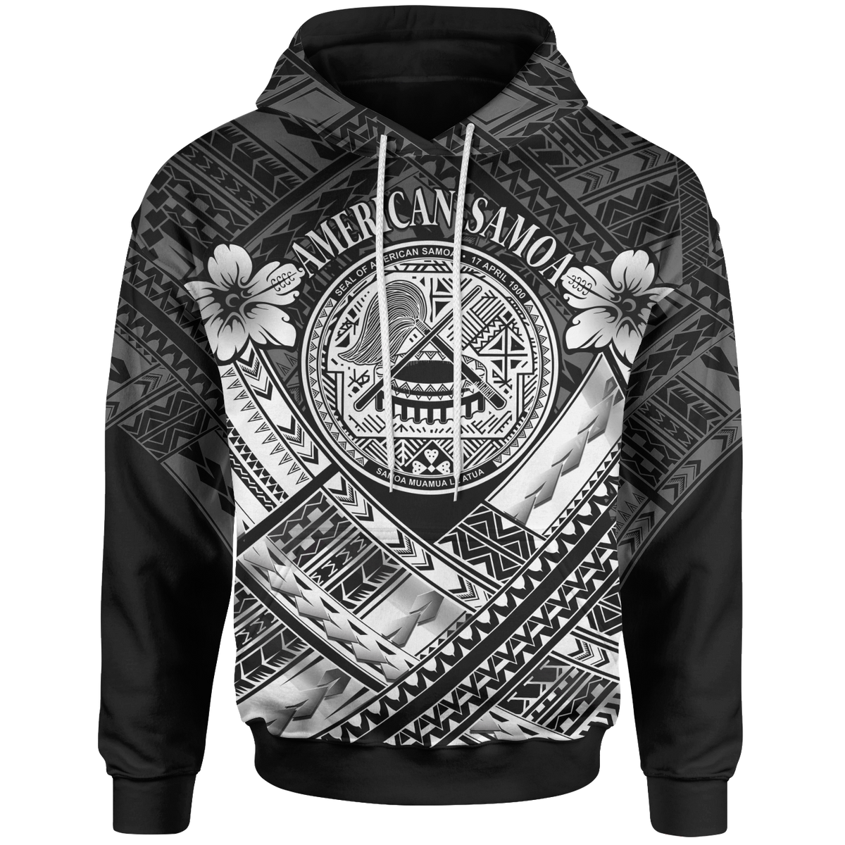 American Samoa Hoodie AS White Seal Polynesian Patterns Unisex White - Polynesian Pride