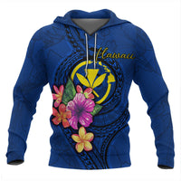 Hawaii Polynesian Hoodie Floral With Seal Blue Unisex Blue - Polynesian Pride