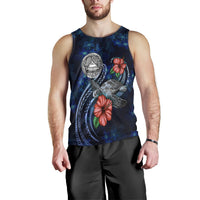 American Samoa Polynesian Men Tank Top - Blue Turtle Hibiscus - Polynesian Pride
