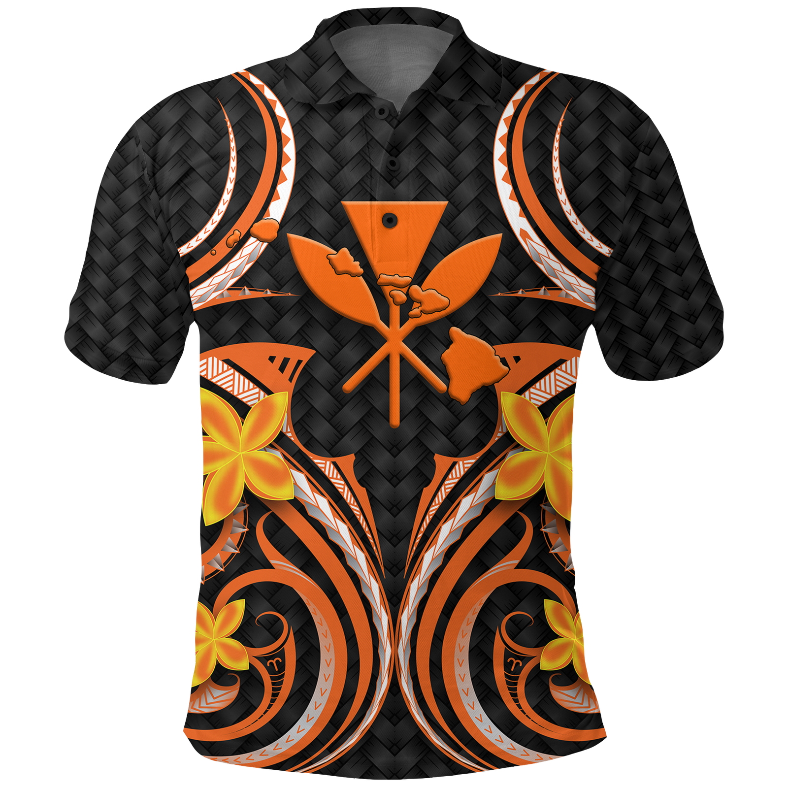 Hawaii Hula Girl Floral Polo Shirt LT12 Unisex Black - Polynesian Pride