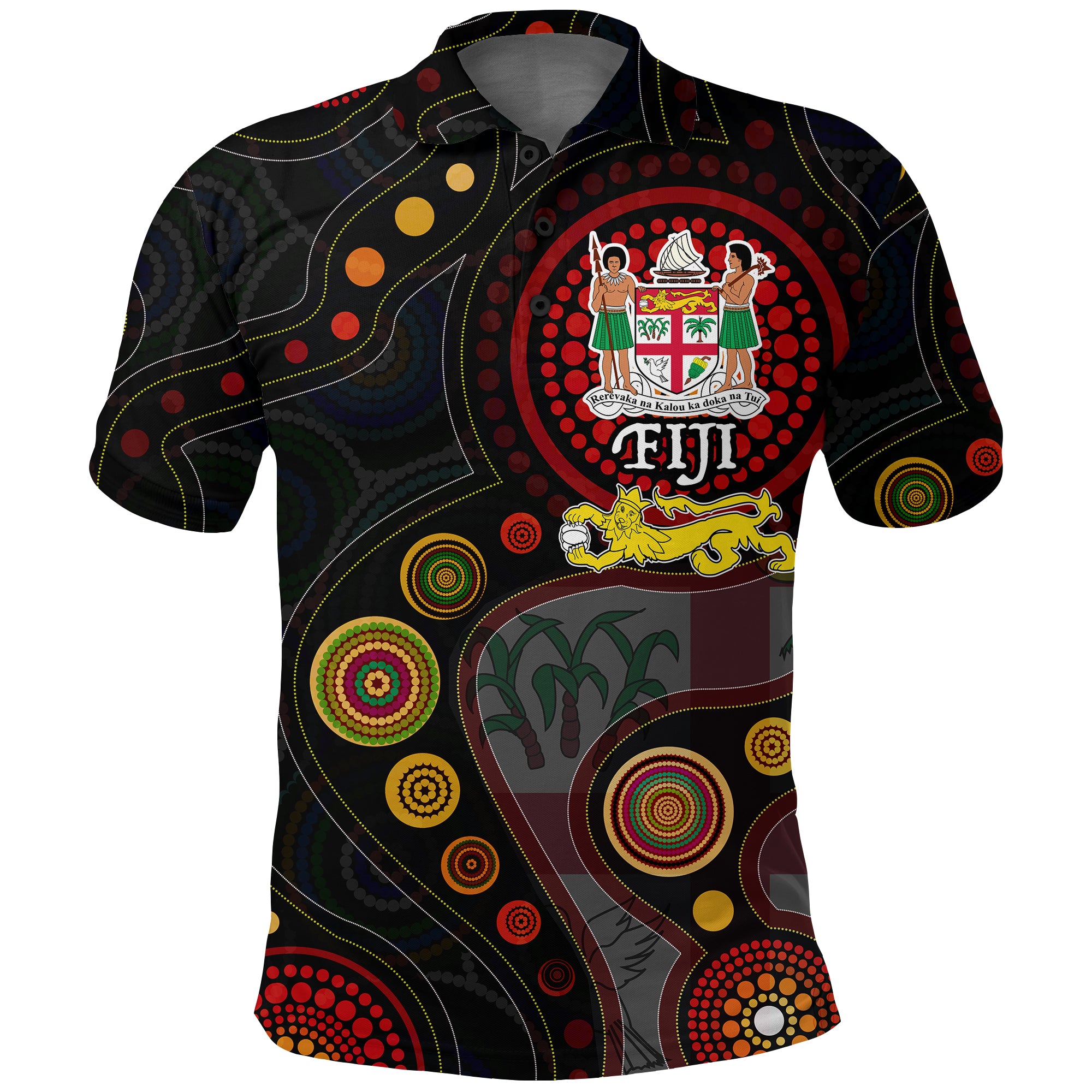 Fiji With Aboriginal Polo Shirt LT20 Unisex Green - Polynesian Pride