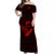 New Zealand Maori Off Shoulder Long Dress Heart of Silver Fern Map and Kiwi Red LT13 Women Red - Polynesian Pride