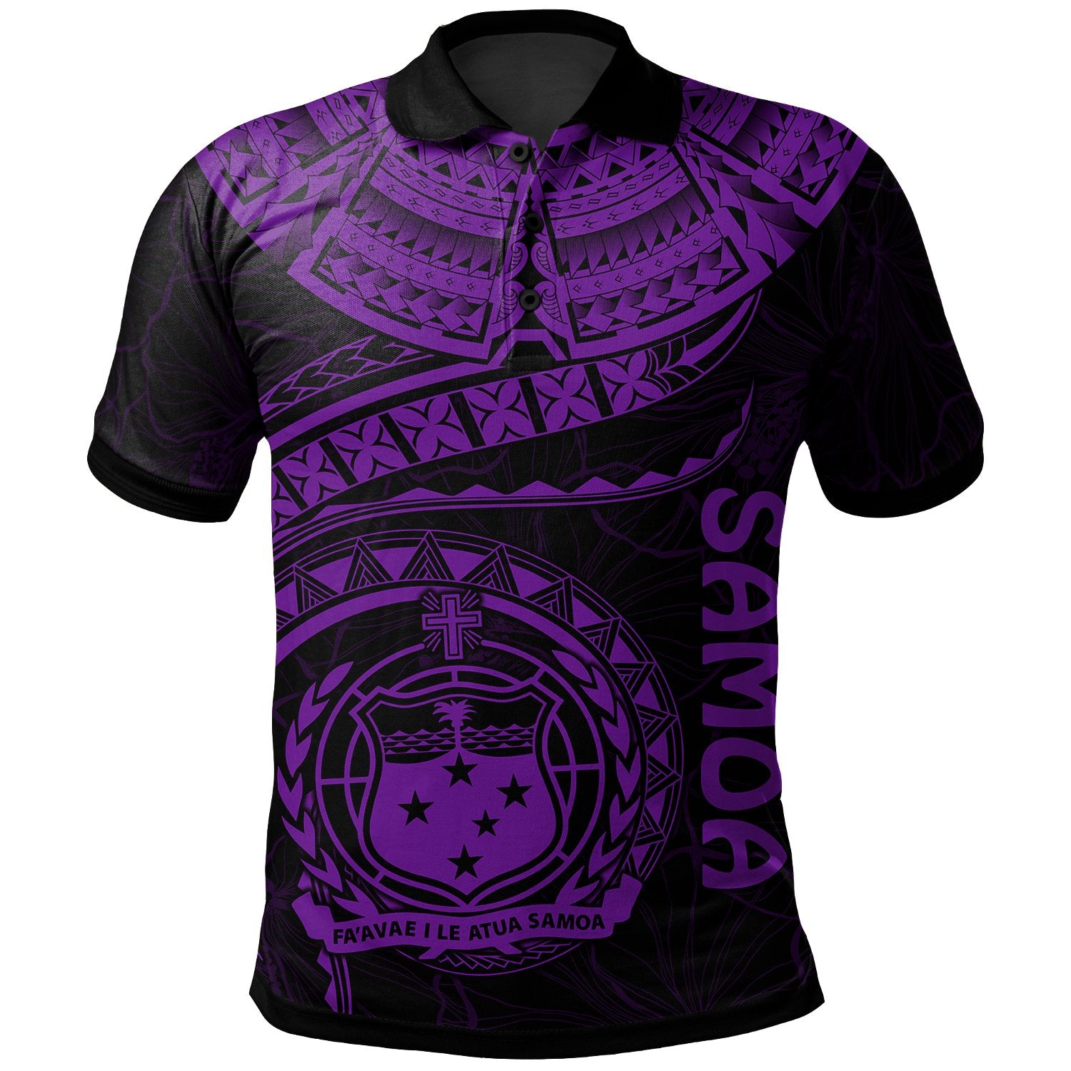 Polynesian Samoa Polo Shirt Samoan Waves (Purple) Unisex Purple - Polynesian Pride