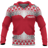 Tahiti Polynesian All Over Hoodie Wave Style Unisex Red - Polynesian Pride