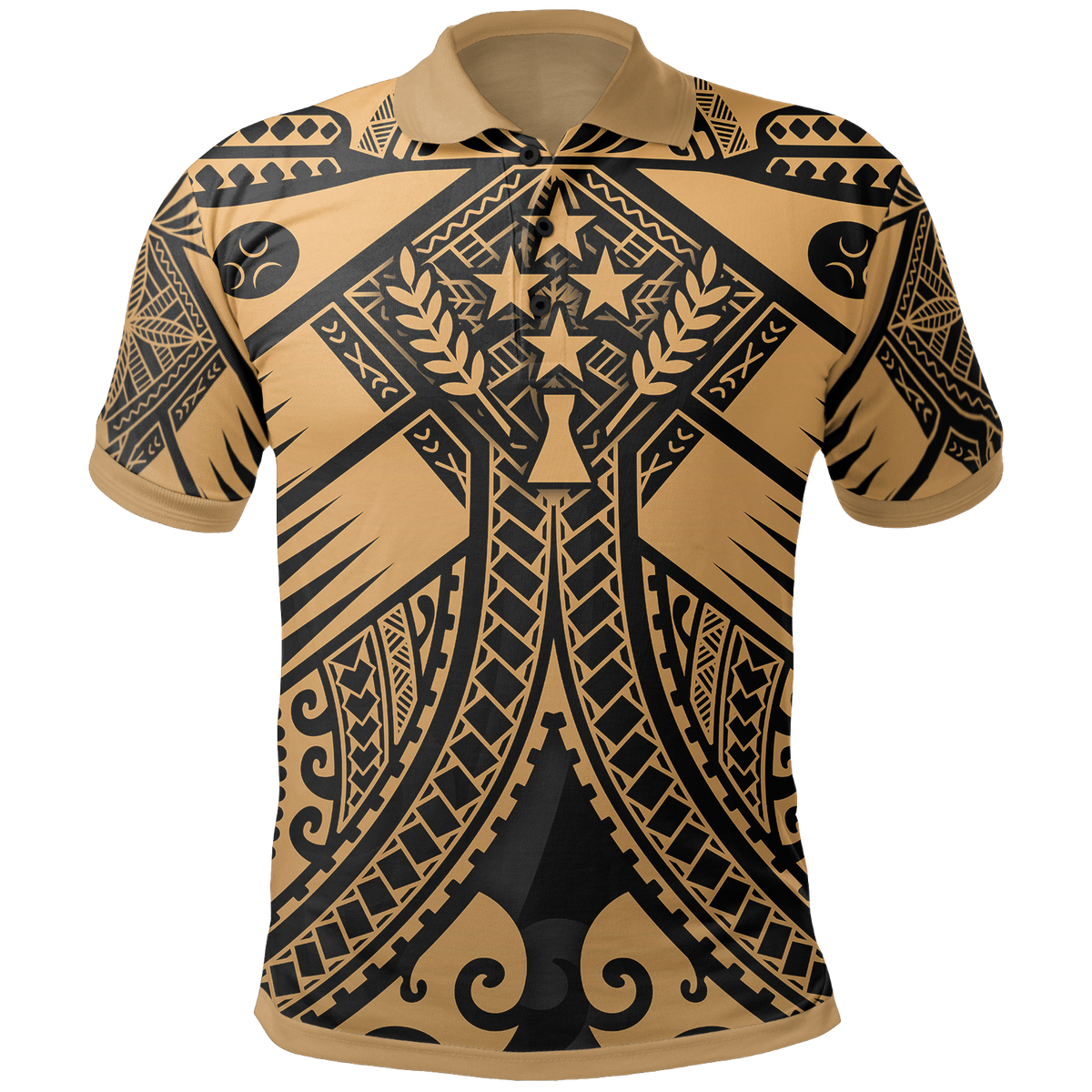 Kosrae Polo Shirt Gold Seal with Polynesian Tattoo Unisex Gold - Polynesian Pride