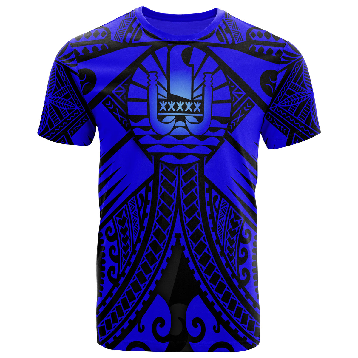 Tahiti T Shirt Blue Seal with Polynesian Tattoo Unisex Blue - Polynesian Pride