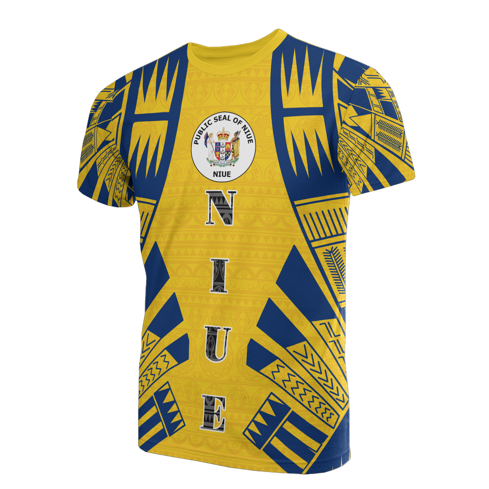 Niue T-Shirt - Niue Seal Polynesian Tattoo Yellow Style