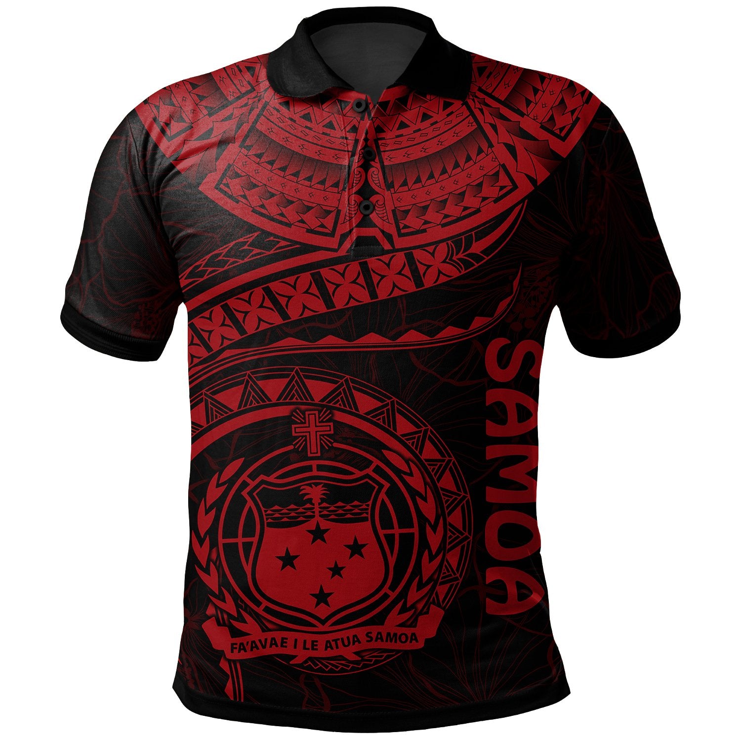 Polynesian Samoa Polo Shirt Samoan Waves (Red) Unisex Red - Polynesian Pride