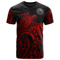 American Samoa Polynesian T Shirt American Samoa Seal Polynesian Red Turtle Tattoo Unisex Red - Polynesian Pride
