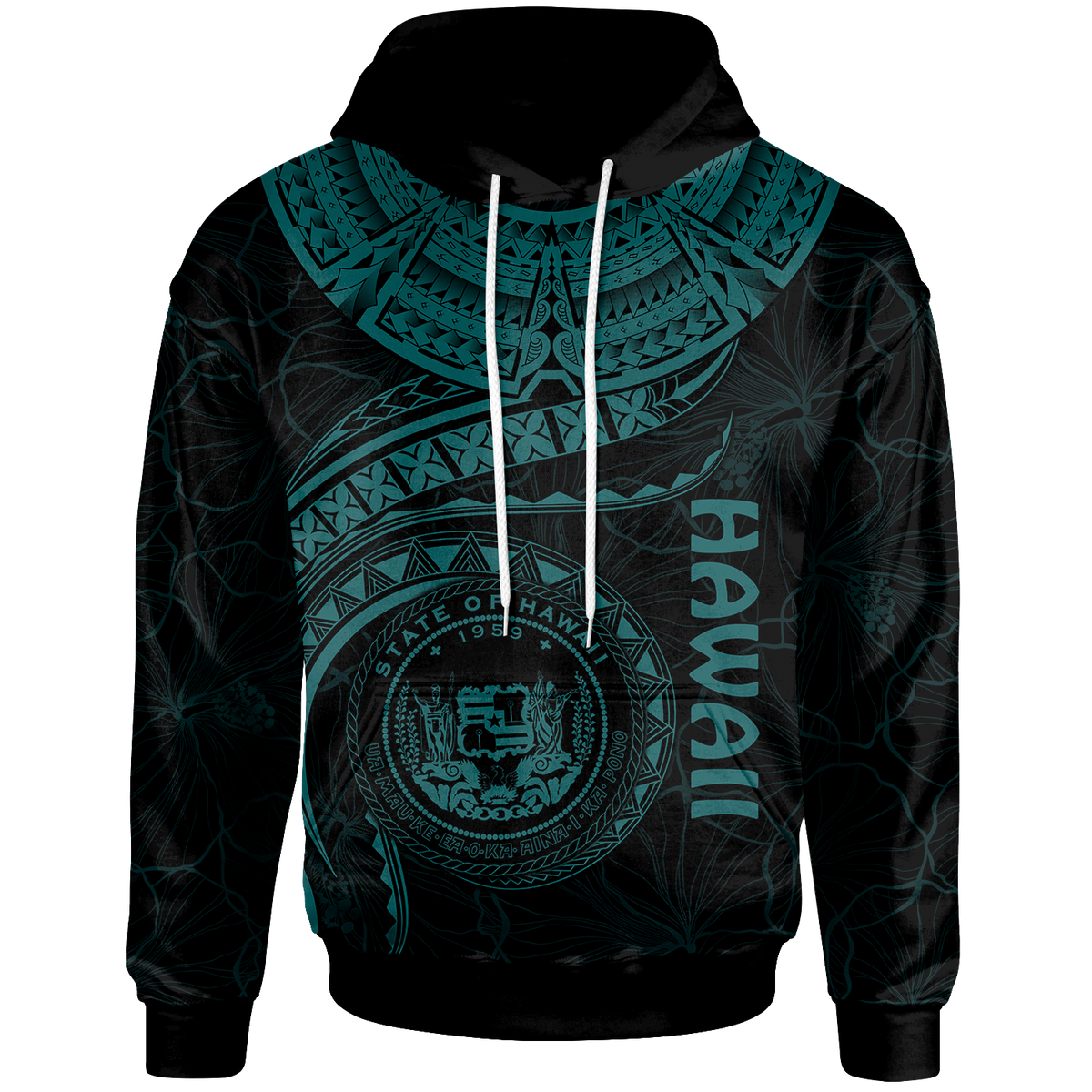 Polynesian Hawaii Hoodiean Waves (Turquoise) Unisex Turquoise - Polynesian Pride