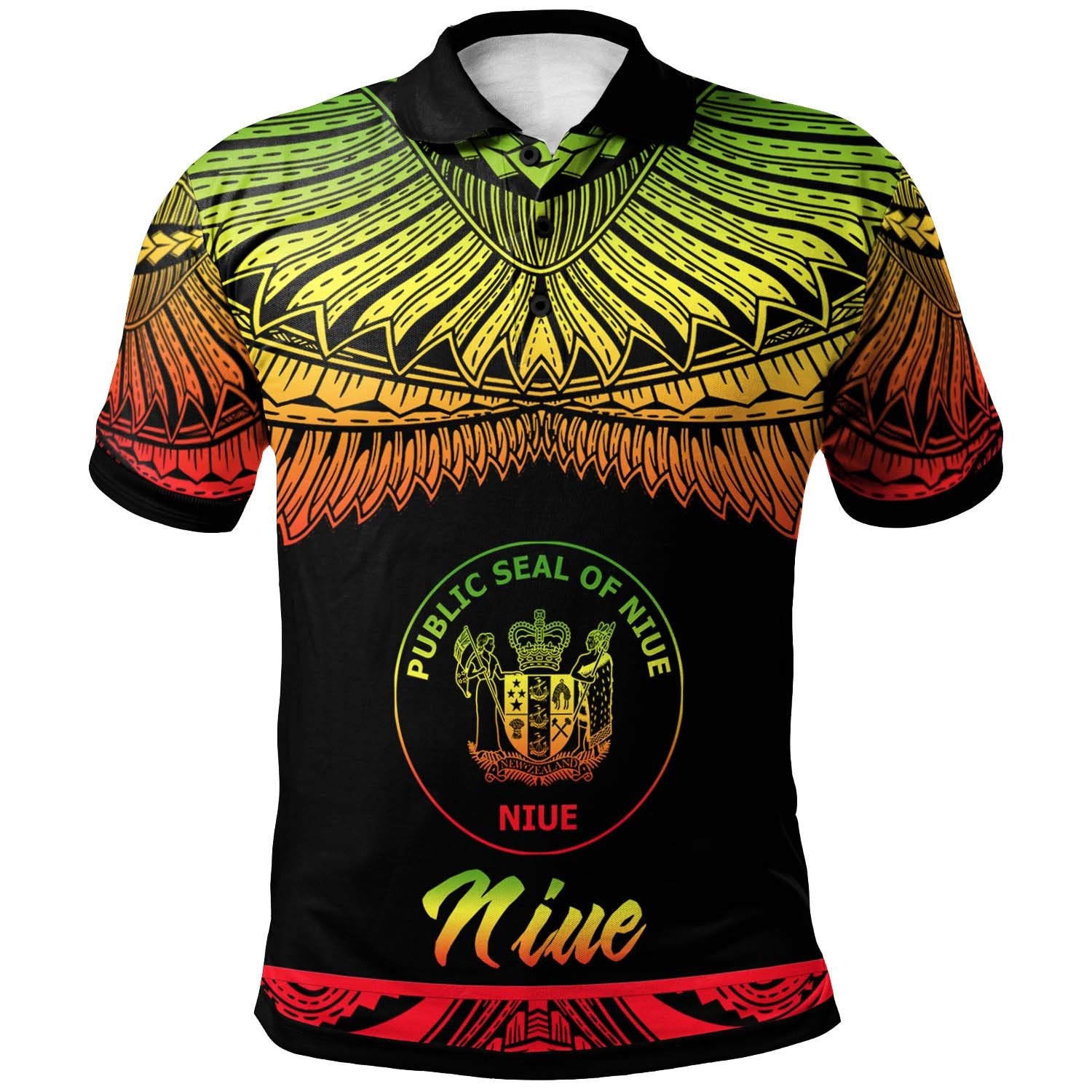 Niue Polo Shirt Polynesian Tattoo Reggae Version Unisex Reggae - Polynesian Pride