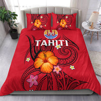French Polynesia Bedding Set - Hibiscus With Tribal - LT12 Red - Polynesian Pride