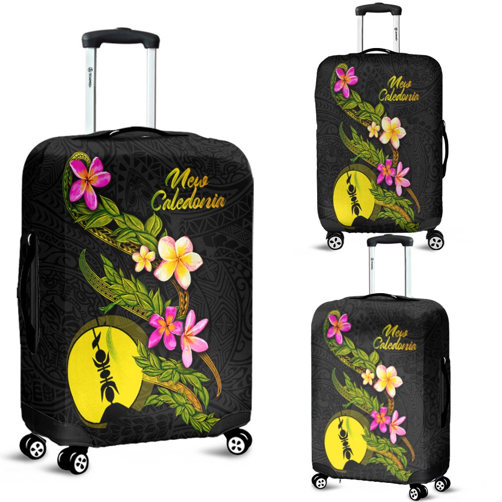 New Caledonia Polynesian Luggage Covers - Plumeria Tribal Black - Polynesian Pride