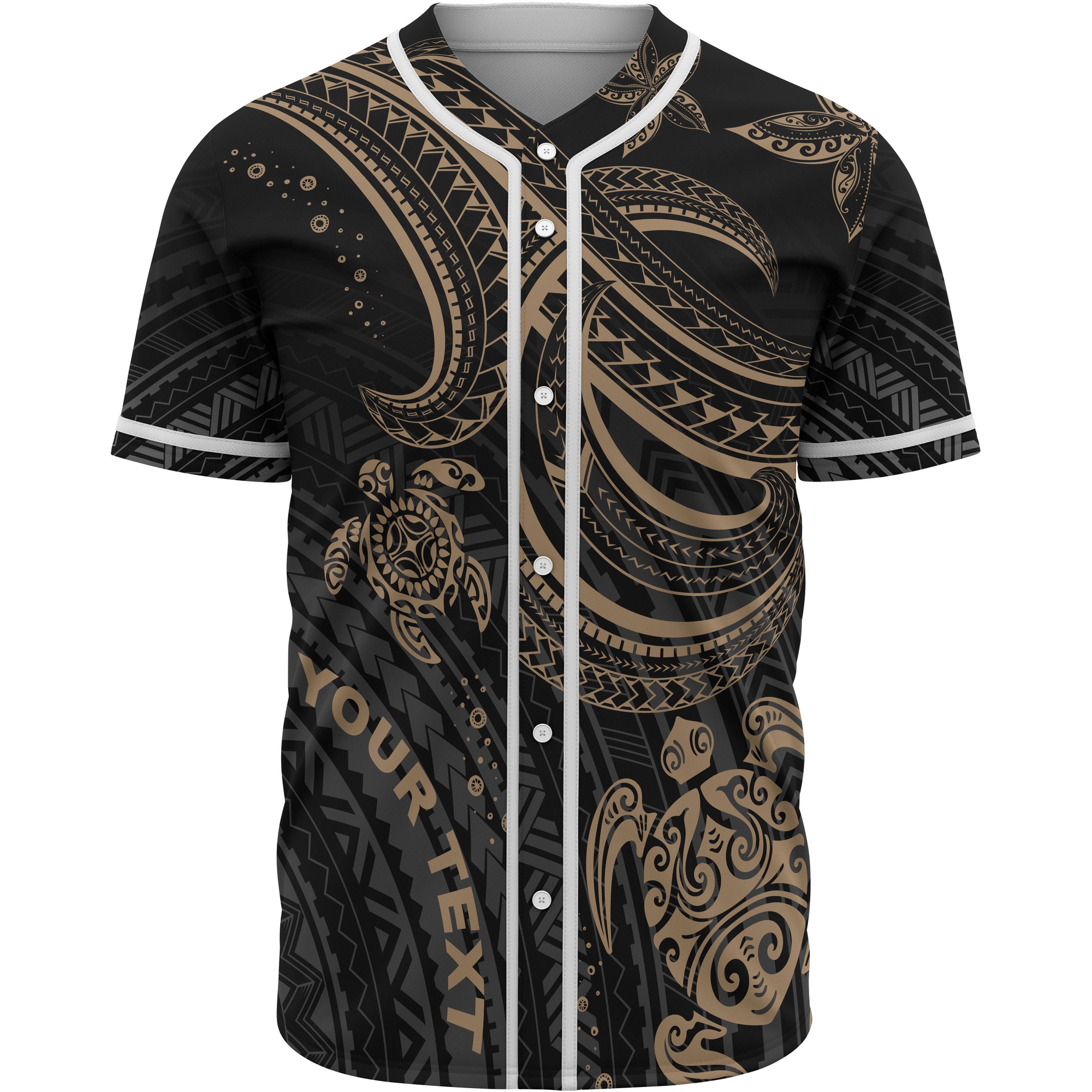 Polynesian Custom Personalised Baseball Shirt - Gold Turtle Unisex Gold - Polynesian Pride