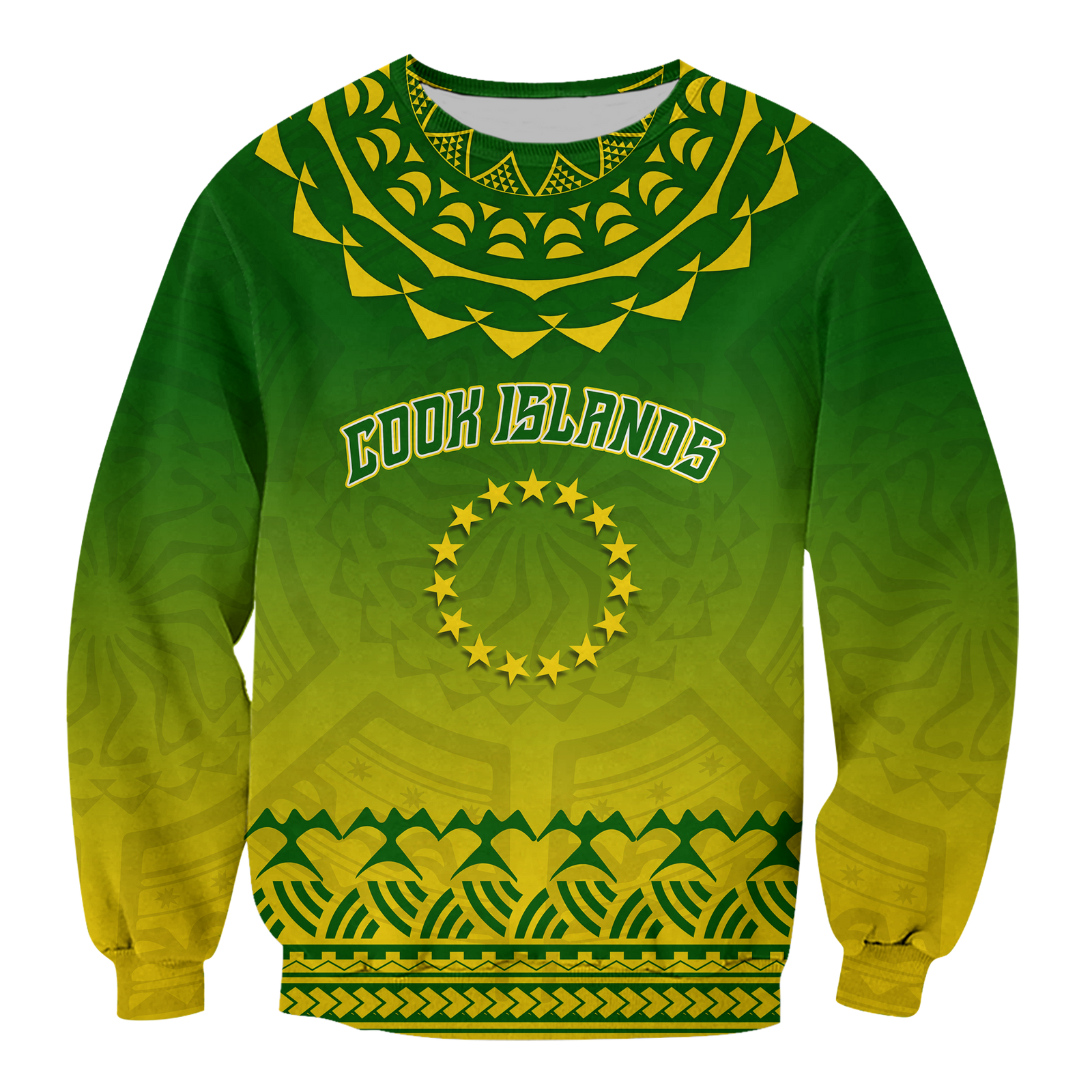 Cook Islands Turtle With Tribal Sweatshirt - LT12 Unisex Green - Polynesian Pride