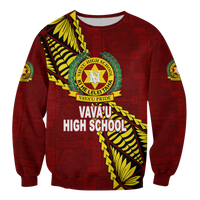 Tonga Vava'u High School Tongan Patterns Sweatshirt - LT12 Unisex Red - Polynesian Pride