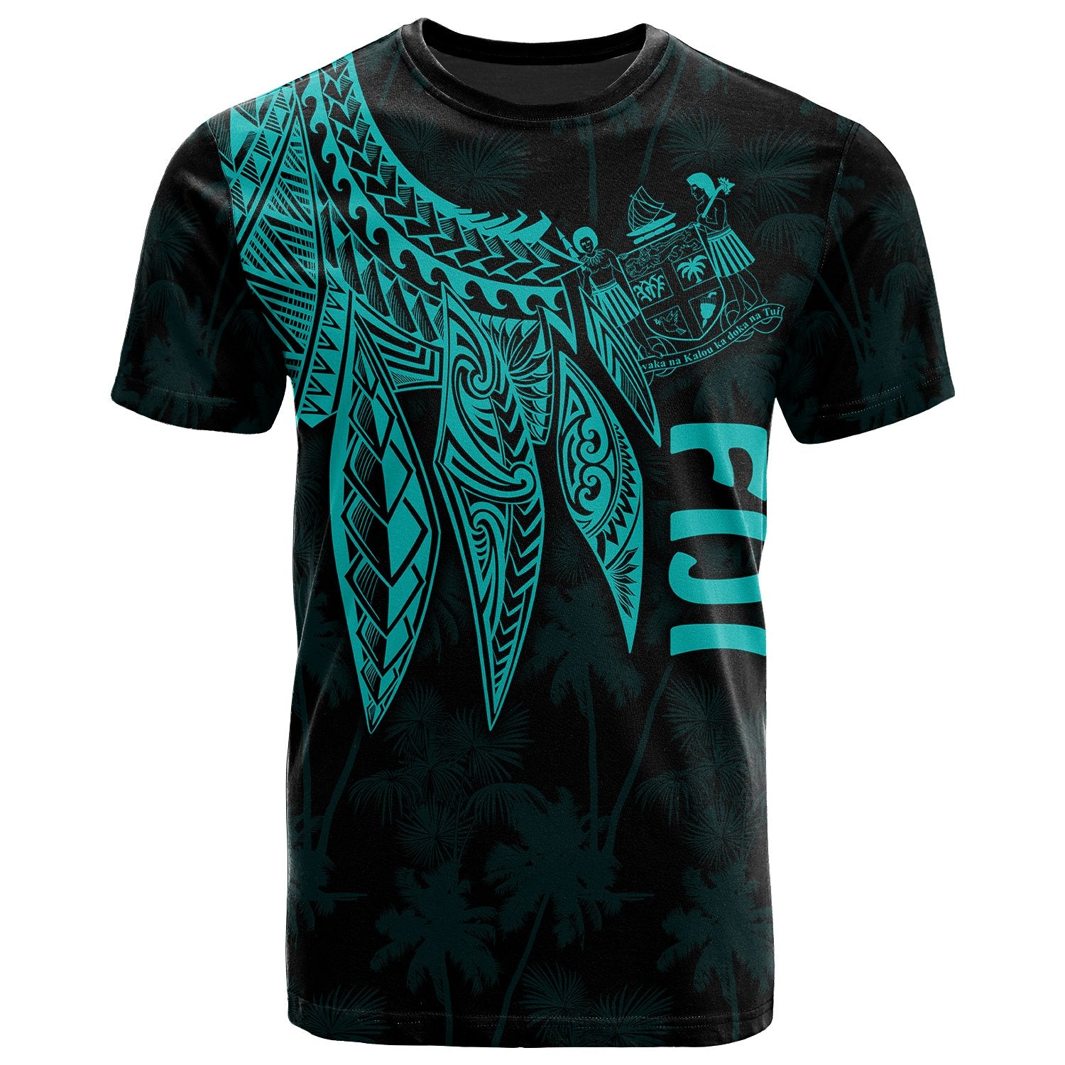 Fiji T Shirt Polynesian Wings (Turquoise) Unisex Reggae - Polynesian Pride