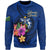 Solomon Islands Polynesian Sweater - Floral With Seal Blue Unisex Blue - Polynesian Pride