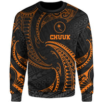 Chuuk Polynesian Sweater - Orange Tribal Wave Unisex Orange - Polynesian Pride
