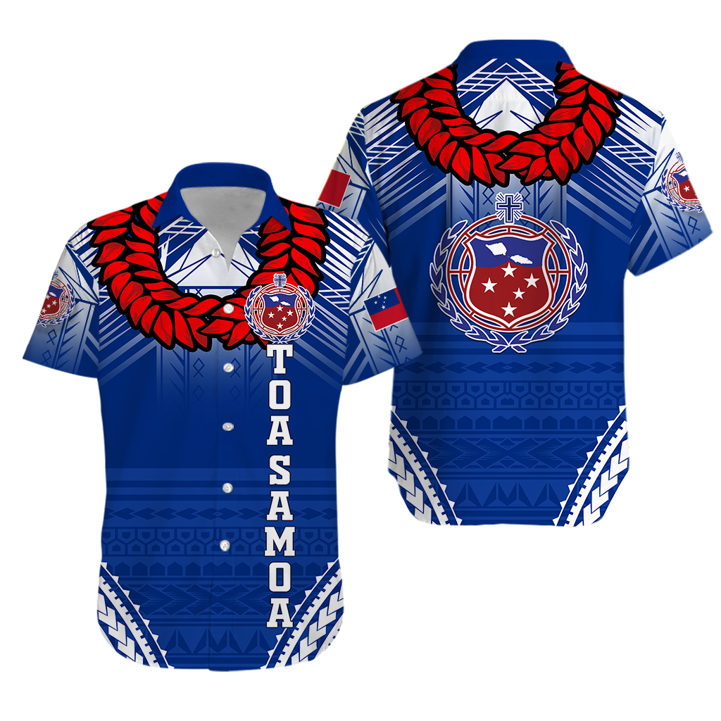 Toa Samoa Rugby Ula Fala Art Hawaiian Shirt - LT12 Blue - Polynesian Pride