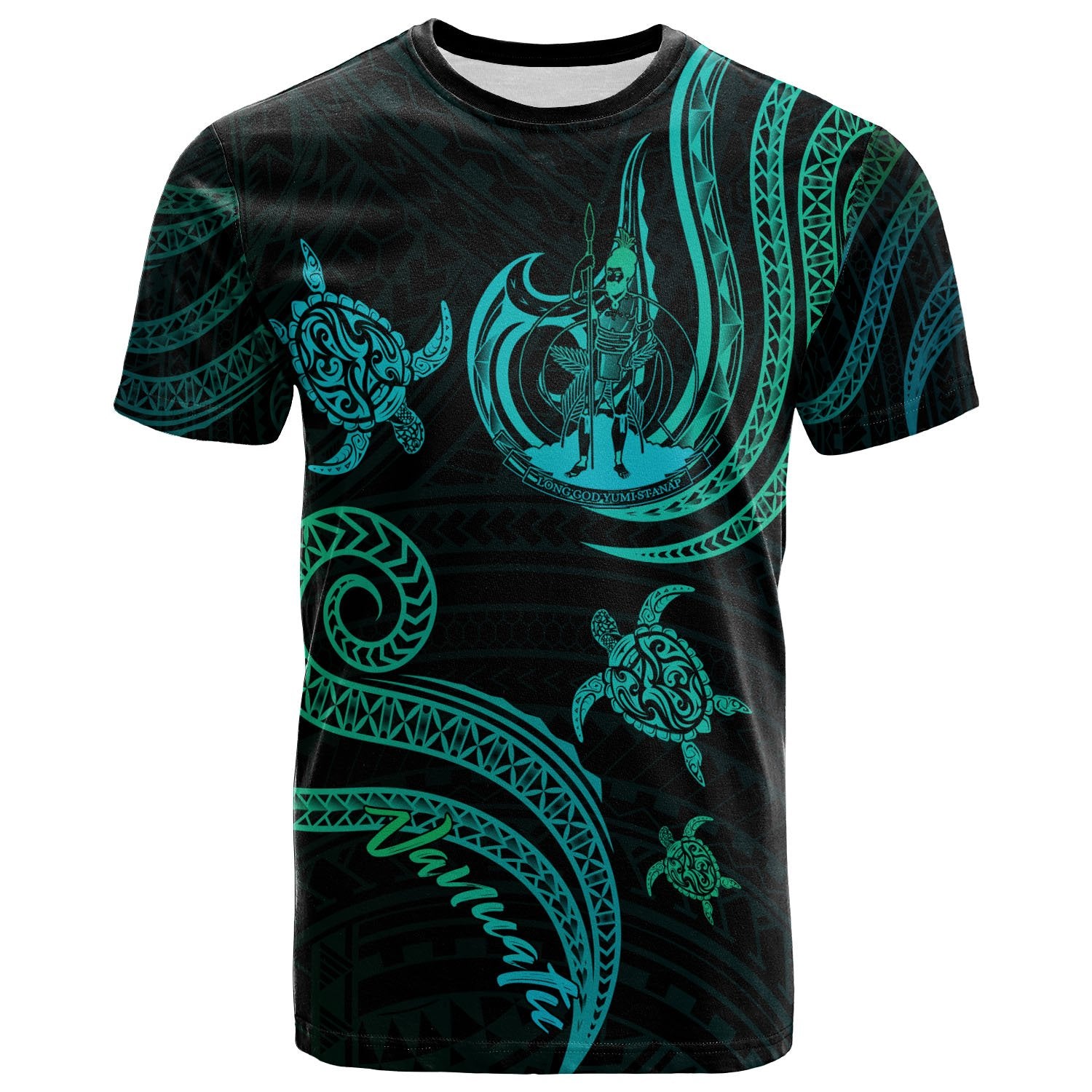 Vanuatu T Shirt Polynesian Turtle With Pattern Unisex Art - Polynesian Pride