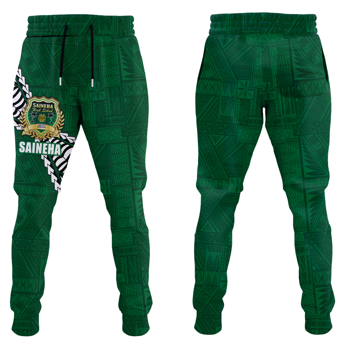Tonga Saineha High School Tongan Patterns Jogger Pants - LT12 Unisex Green - Polynesian Pride