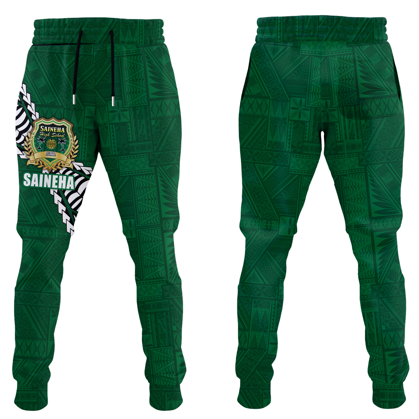 Tonga Saineha High School Tongan Patterns Jogger Pants - LT12 Unisex Green - Polynesian Pride