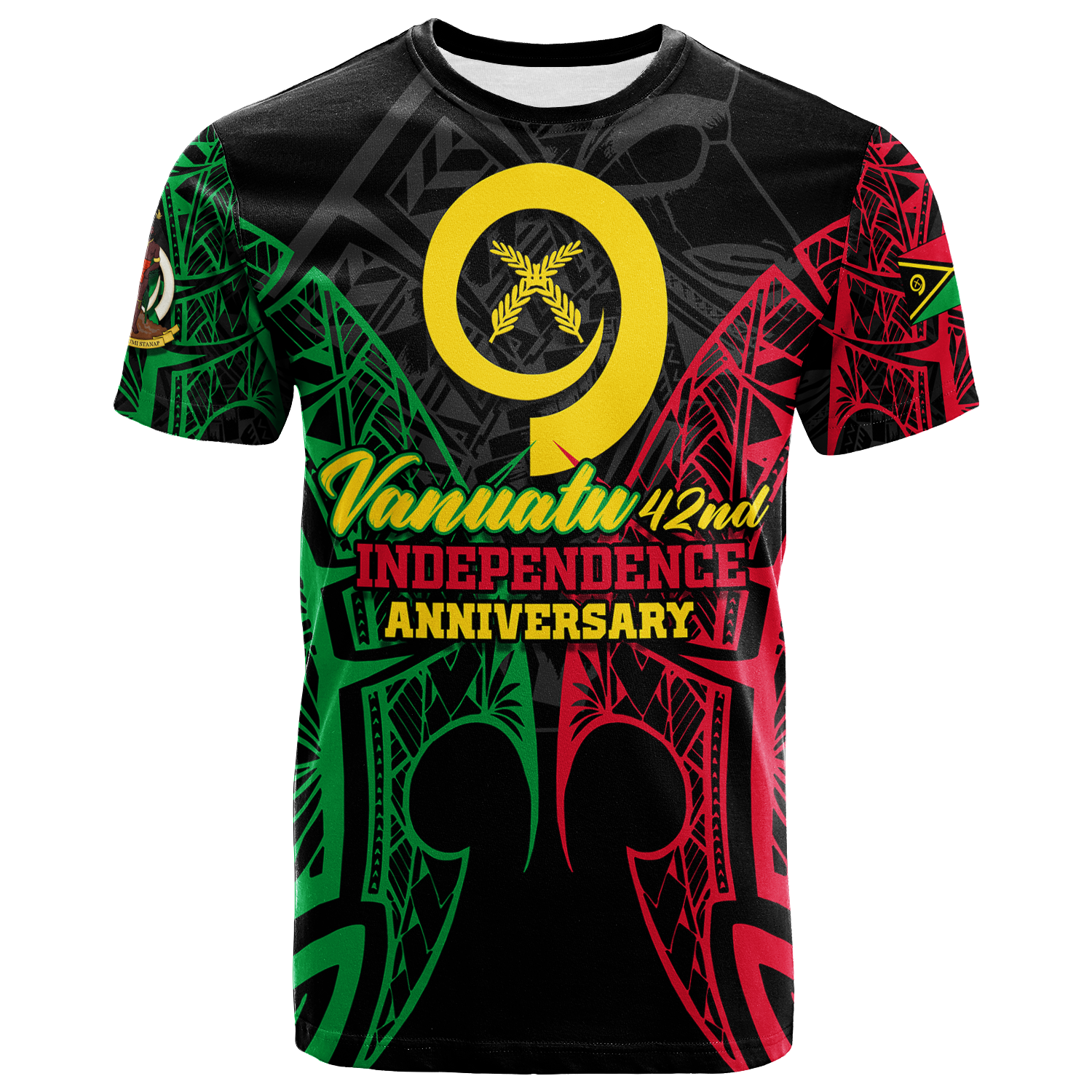 Vanuatu 42nd Independence Anniversary Pride T Shirt LT12 Unisex Black - Polynesian Pride