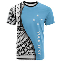 Federated States of Micronesia Custom T Shirt Coat of Arm and Polynesian Patterns Unisex Blue - Polynesian Pride