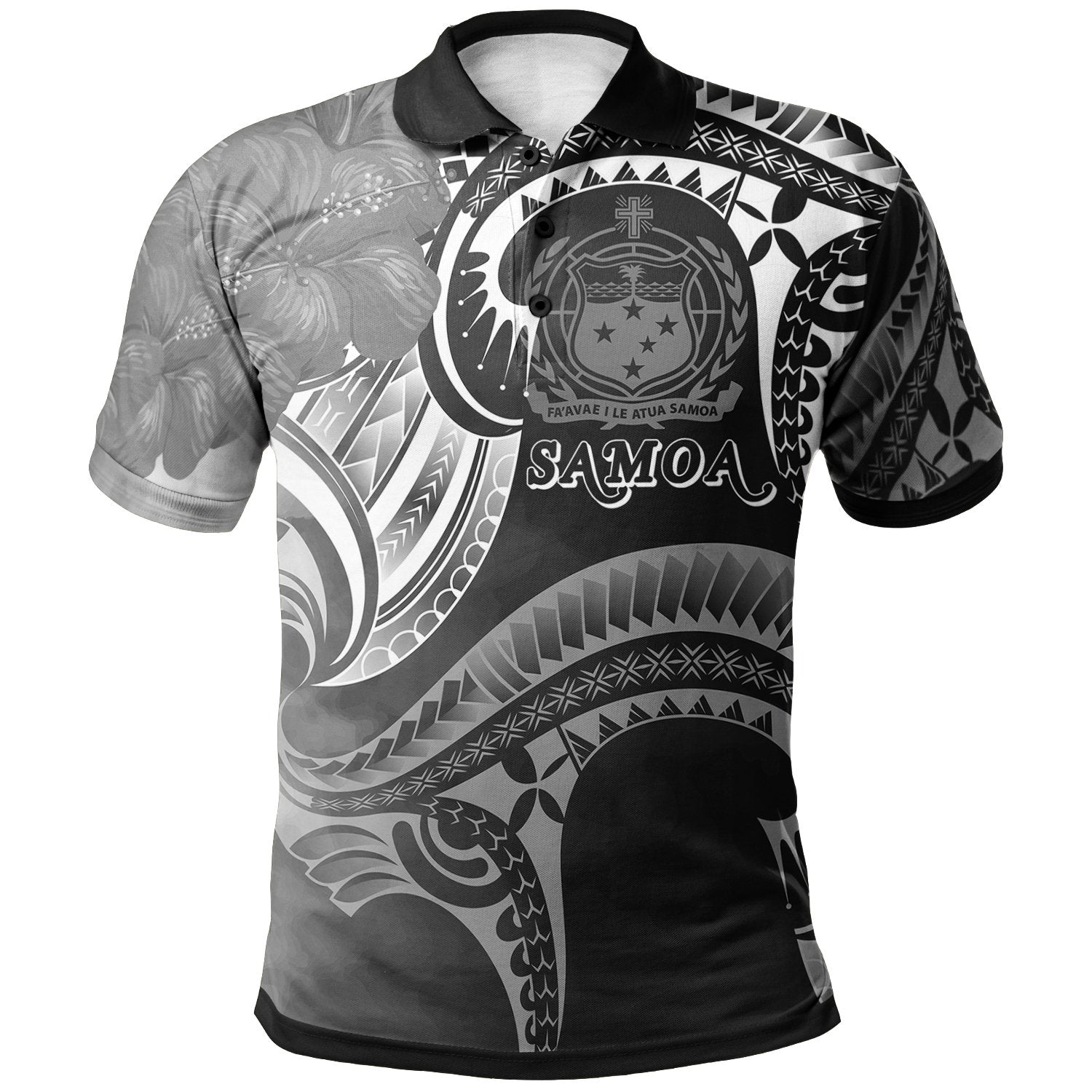 Samoa Polo Shirt Samoan Seal Wave Style (Black) Unisex Black - Polynesian Pride