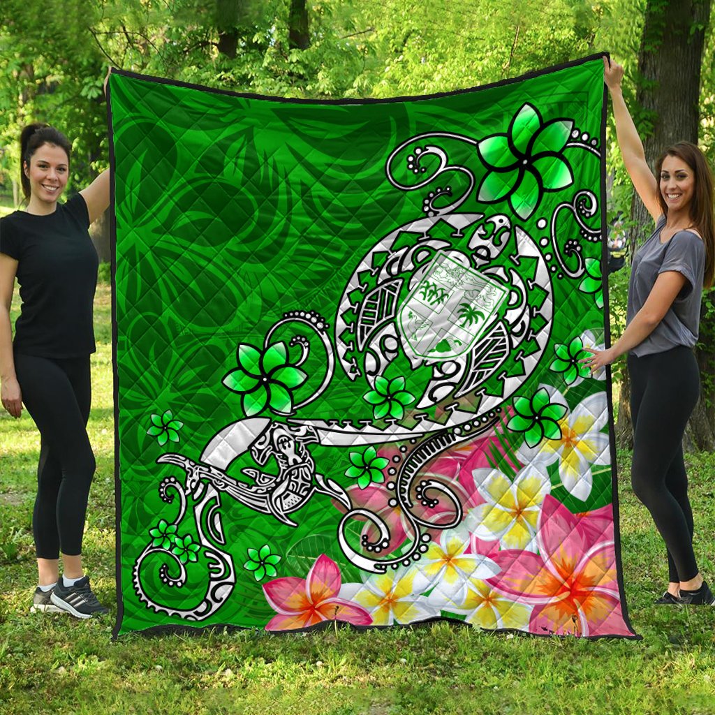 Fiji Premium Quilt - Turtle Plumeria (Green) Green - Polynesian Pride