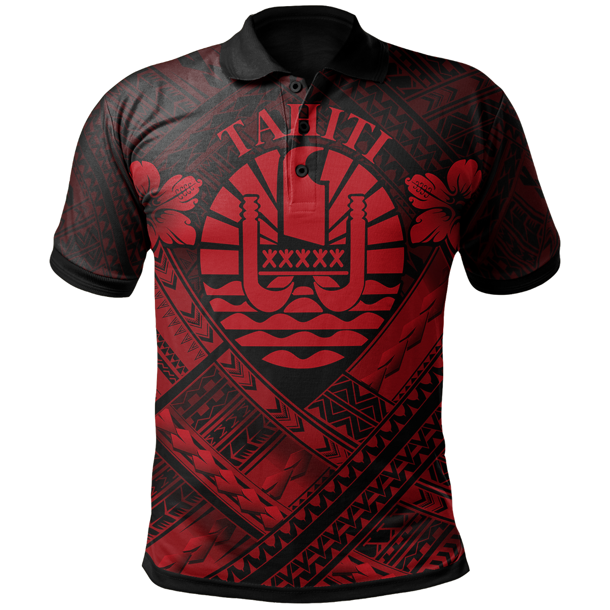 Tahiti Polynesian Polo Shirt Tahiti Red Seal Camisole Hibiscus Style Unisex Red - Polynesian Pride