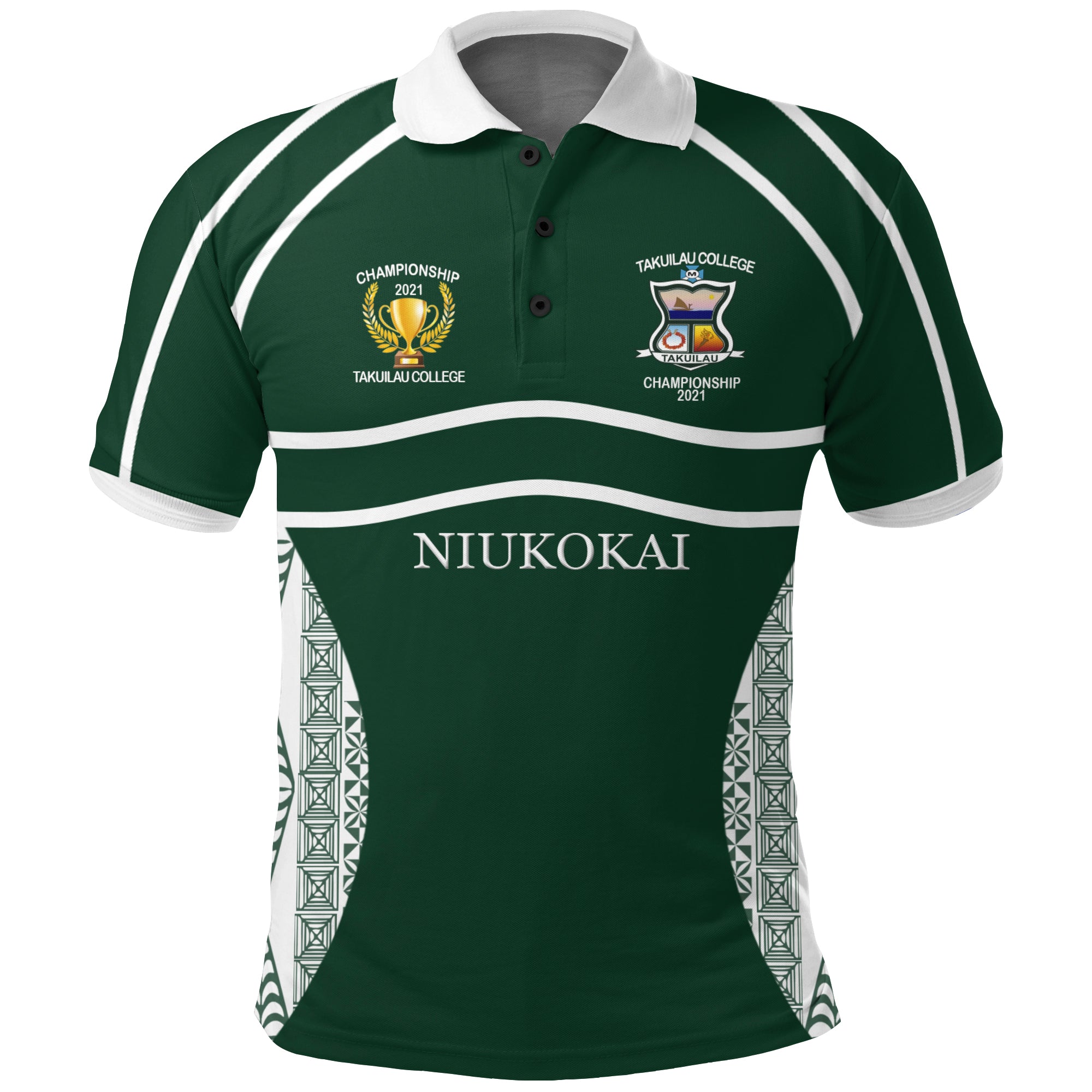 Takuilau College Polo Shirt Championship 2021 LT12 Unisex Green - Polynesian Pride