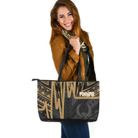 Pohnpei Leather Tote Bags - Pohnpei Seal In Heartbeat Patterns Style (Gold) - Polynesian Pride