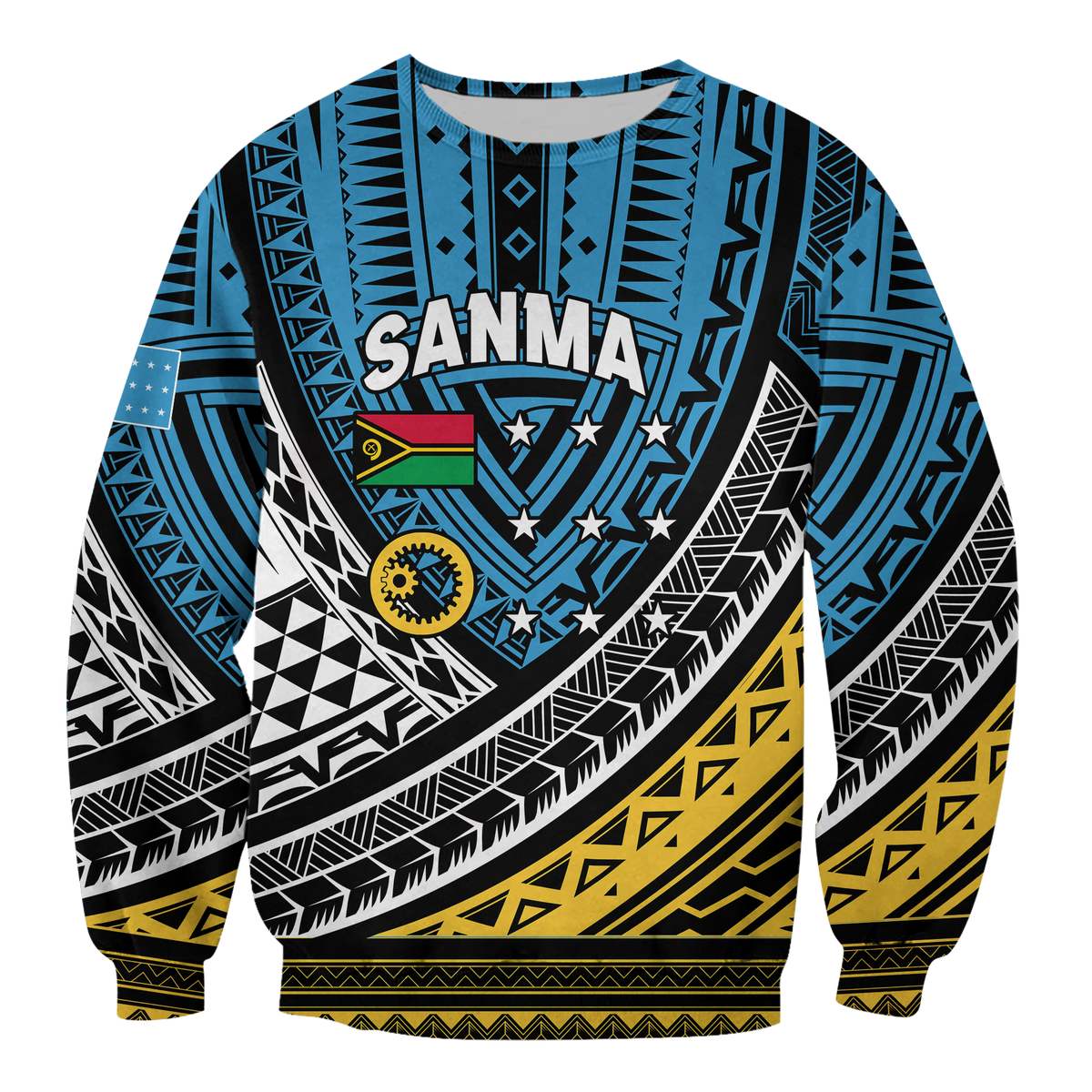 (Custom Personalised) Vanuatu Sanma Province Tribal Pattern Sweatshirt - LT12 Unisex Blue - Polynesian Pride