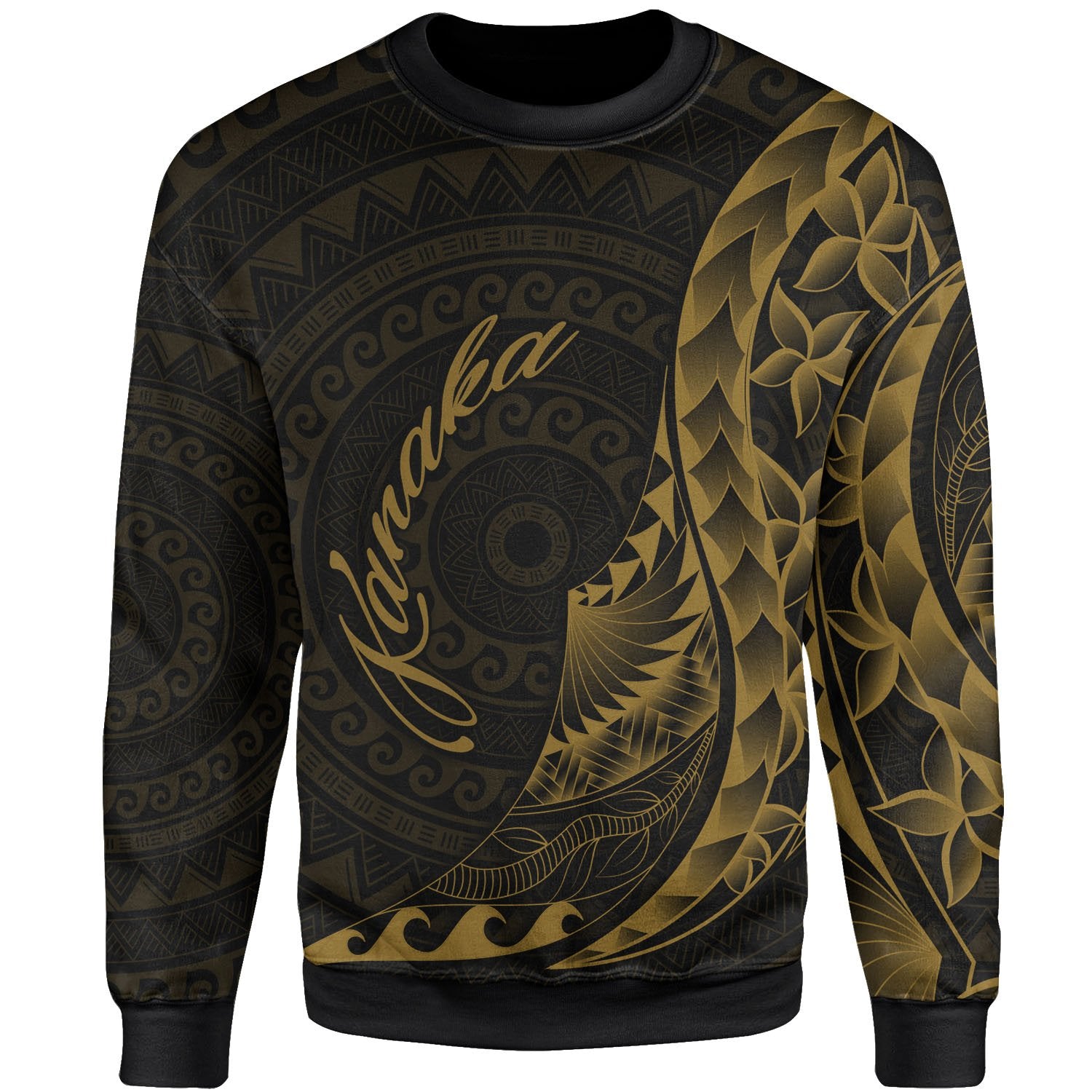 Kanaka Sweatshirt - Polynesian Pattern Style Gold Color Unisex Red - Polynesian Pride