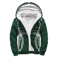 Takuilau College Tongan Patterns Sherpa Hoodie - LT12 Unisex Green - Polynesian Pride