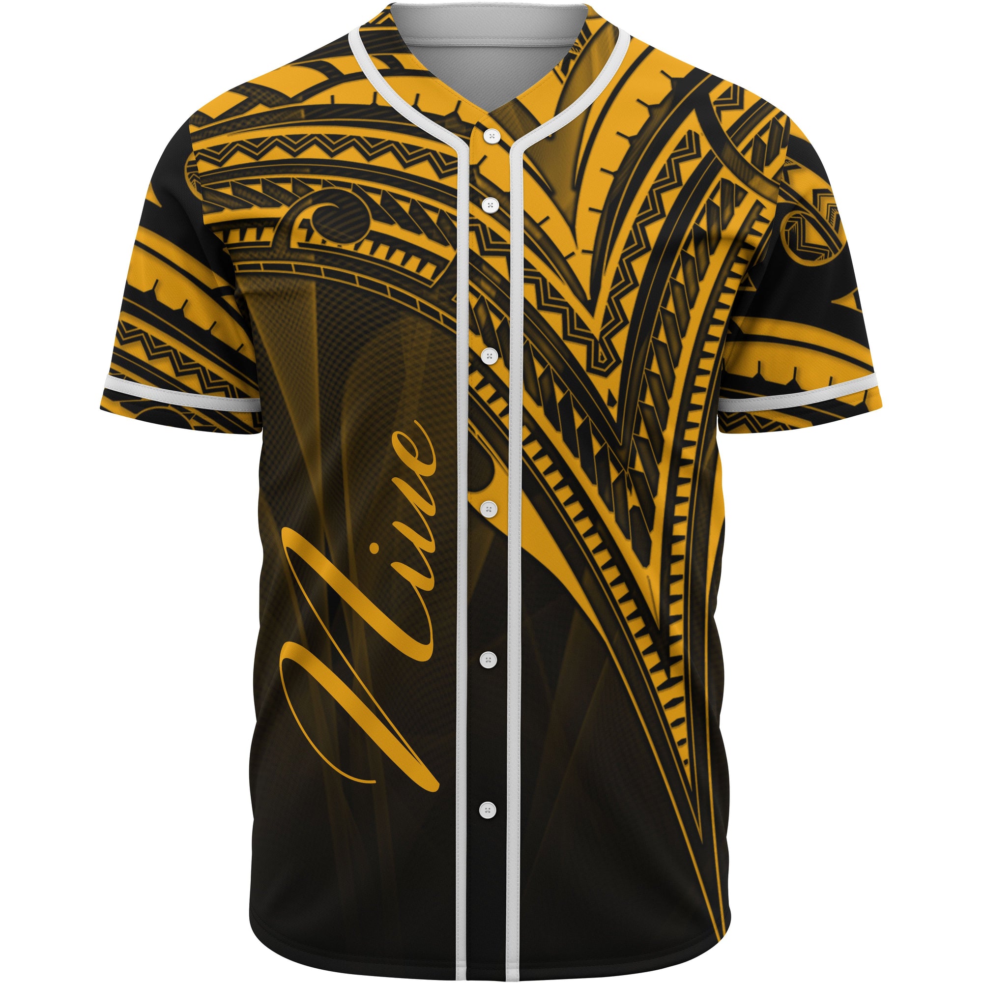 Niue Baseball Shirt - Gold Color Cross Style Unisex Red - Polynesian Pride