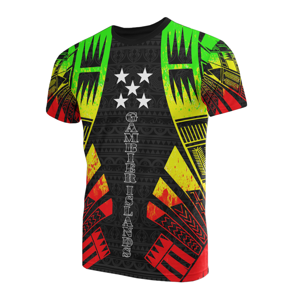 Gambier Islands T Shirt National Flag Polynesian Tattoo Reggae Style Unisex Reggae - Polynesian Pride