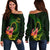 Cook Islands Polynesian Women's Off Shoulder Sweater - Floral With Seal Flag Color Red - Polynesian Pride