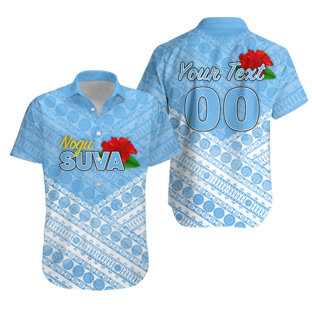 (Custom Personalised) Fiji Suva Rugby Hawaiian Shirt - Tapa Pattern - LT12 Unisex Blue - Polynesian Pride