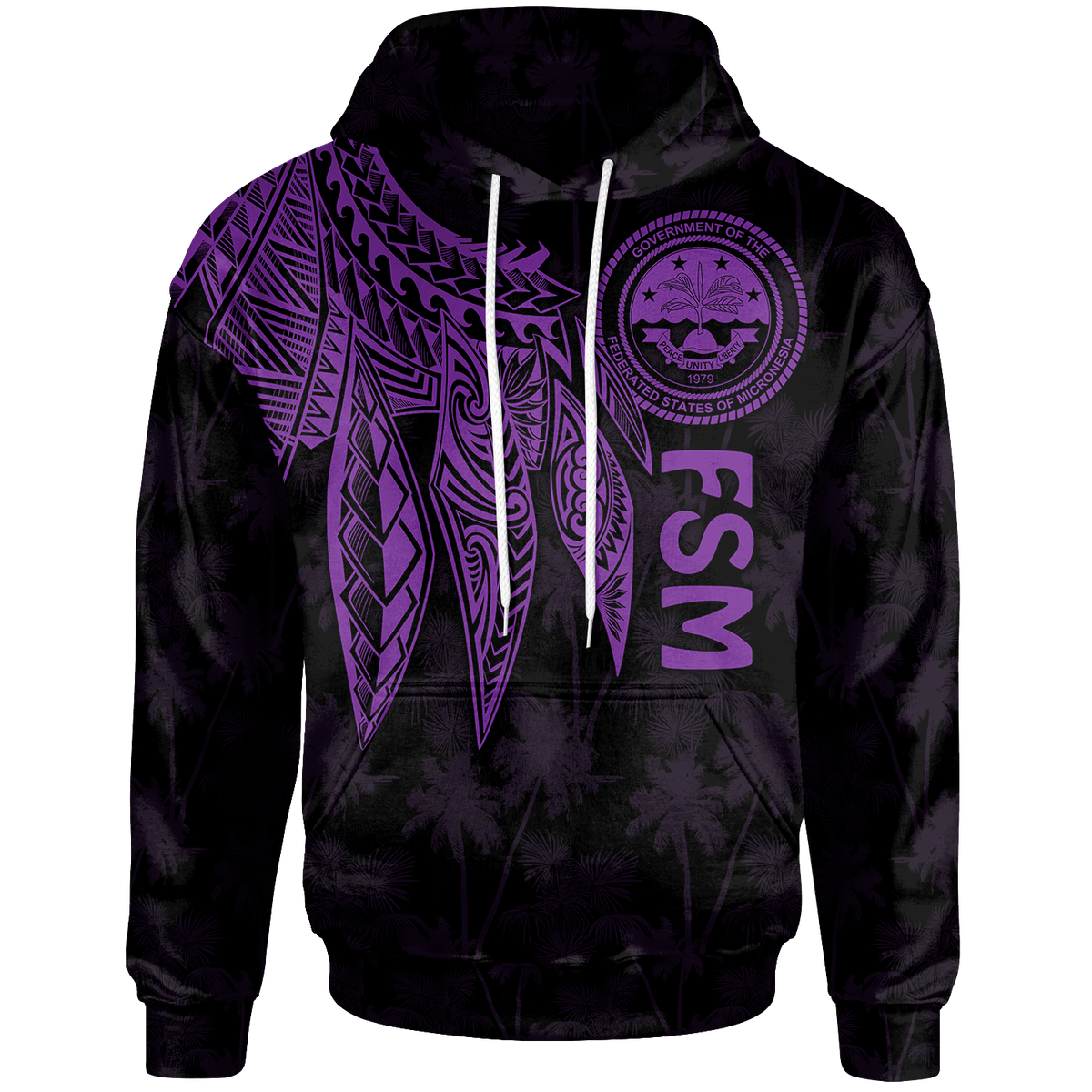 Federated States of Micronesia Hoodie Polynesian Wings (Purple) Unisex Purple - Polynesian Pride