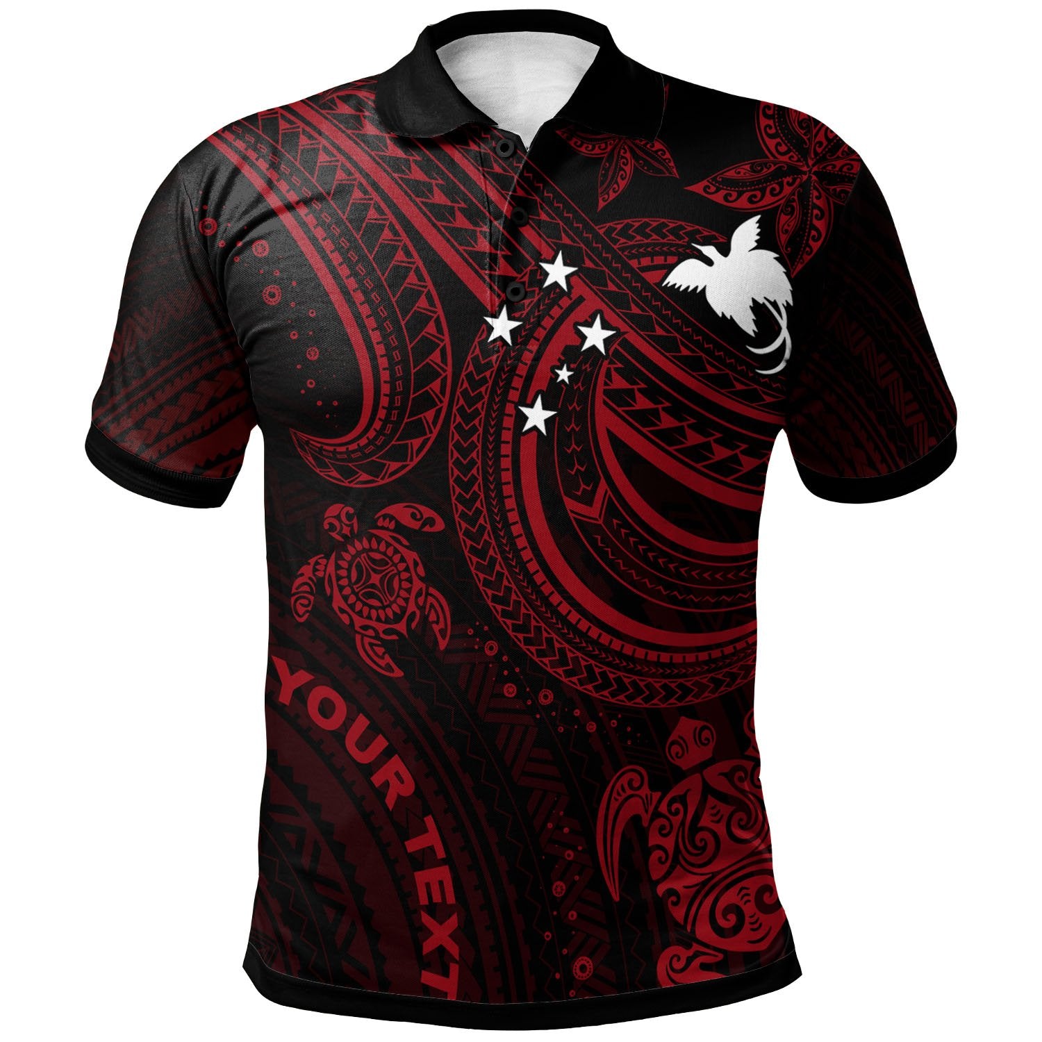 Papua New Guinea Custom Polo Shirt Red Turtle Unisex Red - Polynesian Pride