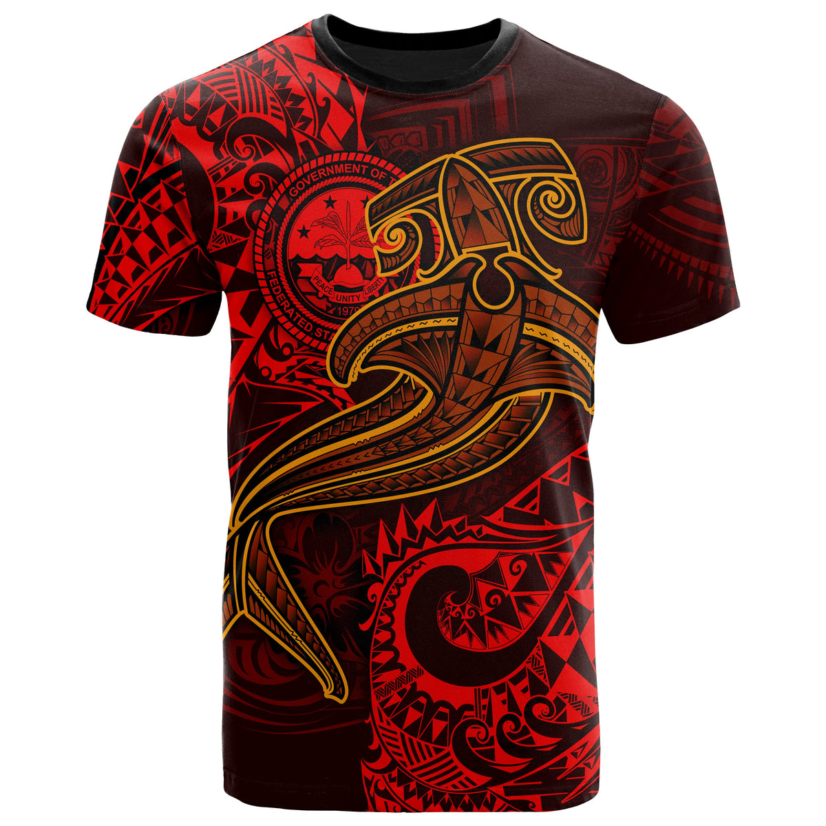 FSM T Shirt Red Shark Polynesian Tattoo Unisex Red - Polynesian Pride