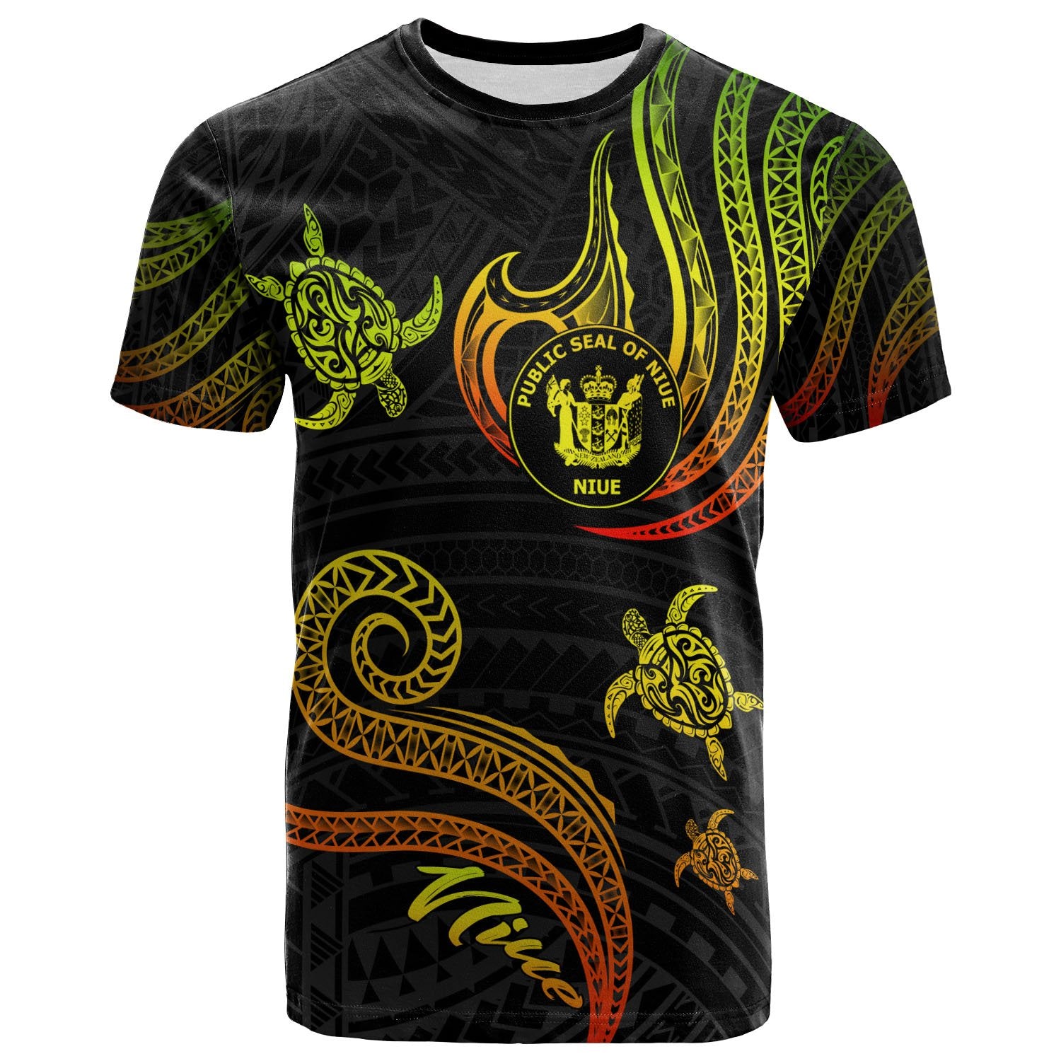 Niue T Shirt Polynesian Turtle With Pattern Reggae Unisex Art - Polynesian Pride