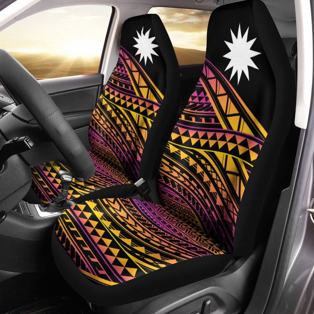 Nauru Car Seat Cover - Special Polynesian Ornaments Universal Fit Black - Polynesian Pride