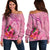 Fiji Polynesian Women's Off Shoulder Sweater - Floral With Seal Pink Pink - Polynesian Pride